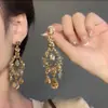 Pendientes de Borla Geométricos con Forma de Gota Estilo Palacio Francés con Diamantes, Lujo Ligero y Sensación de Alta Gama, Pendientes de Nicho Modernos y Elegantes