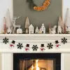 Muñeco de Nieve de Navidad Copo de Nieve Cuentas de Madera Guirnalda de Banderines Decoración Decoración de Chimenea Decoración de Lugar Navideño Pancarta de Invierno