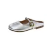 Mules cerrados de piel suave para mujer, nuevos mules planos sin cordones primavera-verano 2026