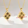 Versión Alta Pulsera Buccellati Textura Tejida Grabado Oro Diamantes Reales Ópera Collar Trébol de Cuatro Hojas Cadena para Clavícula de Lujo Ligero Retro Colgante
