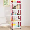 Estantería de Almacenamiento Carrito de Baño Cocina Baño Dormitorio Estantería de Almacenamiento Multicapa Móvil de Pie