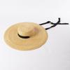 Verão nova moda retrô grande aba de palha laço flat top chapéu de palha praia viagem proteção solar flat top chapéu de palha