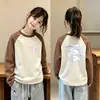Camiseta base de doble cara con forro de forro polar para niñas, camiseta casual de manga larga para otoño e invierno para niños mayores, top cálido y suave