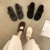 Zapatos Retro Redondos Marrón Café Peludos para Mujer para Otoño e Invierno, Mocasines Planos Mary Jane de Lana Estilo Hada para Maternidad