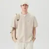Camiseta de Manga Curta Falsa Duas Peças Estilo Americano Cool e Bonito para Homens, Refrescante de Verão Seda de Gelo Solta Toque de Alta Qualidade Manga Meia-Manga Patchwork Roupa de Verão