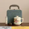 Taza de Cerámica con Tapa, Caja de Regalo con Quemador de Incienso, Taza de Té para Oficina Tendencia Nacional, Set de Regalo Souvenir de Negocios