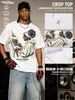 Camiseta de manga corta Stewell estilo americano con estampado callejero, cuello pequeño, manga media, algodón pesado, top de moda de comercio exterior transfronterizo