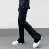 Calças Retas Micro-Flare Europeias e Americanas para Homens e Mulheres, Calças Casuais Plissadas, Macacões Americanos Largos Estilo Street, Calças Masculinas da Moda