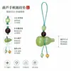 Pingente de Cabacinha de Jade Hetian para Corrente de Celular, Pingente de Jade Natural para Homens e Mulheres, Pingente de Jade Verde Espinafre da Paz