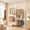 Perchero de suelo a techo, no requiere taladrar, extensible, adecuado para dormitorios, balcones y uso en interiores, con diseño reforzado y engrosado, para colgar ropa y almacenar artículos, producto transfronterizo