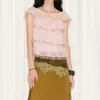 Em estoque 26 Novidade Primavera/Verão Top Tamil Amanhecer/Crepúsculo Renda Patchwork Retrô Francês Top de Tela Camisola Feminina