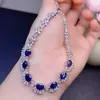Pulsera de Zafiro Natural, Buen Color, Todas las Cuentas Son Finas, Plata S925, Piedra Principal Incrustada Fina Tamaño 5*6mm