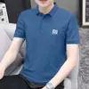 Camiseta de Manga Curta Masculina Verão Gola Lapela Elástica Secagem Rápida Respirável Top para Corrida Masculino Camisa Polo Esportiva de Seda de Gelo Versátil