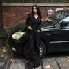 Top Corto de Diseñador de Moda para Mujer con Cuello en V y Cuello Polo, Estilo Corto Elegante con Abdomen al Descubierto, Camiseta de Manga Larga Ajustada Bordada