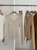 Suéter de Punto KEKEZOON con Parches de Encaje, Corbata, Cuello en V, Manga Larga para Mujer, Corte Delgado, Top Versátil para Otoño 8771