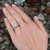 Anillo de diamantes artificiales de corte rectangular de venta caliente de comercio exterior transfronterizo de Cao Shi con adorno de estrella, anillo versátil y sencillo para novias femeninas