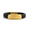 Pulsera de Acero de Titanio Estilo Xizang de Cinco Sutras para Hombres y Mujeres, Pulsera Versátil Color Oro Arena, Pulsera de Cordón de Cuero, Venta al por Mayor
