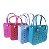 Nueva Cesta de Almacenamiento para Viajes al Aire Libre Eva Bolso de Playa Estampado DIY Cartera Estilo Simple Impermeable con Agujeros