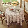 Toalha de Mesa Redonda para Mesa de Jantar Rústica com Estampa Floral Pequena Imitação de Linho para Outono, Tecido à Prova de Poeira, Decoração Estilo B&B