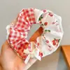 Scrunchie lenço quadrado estilo pastoral francês para meninas e crianças, elástico de cabelo doce com laço para coques, acessório de cabelo