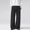 Calça Jeans Listrada Três Dobras Estilo Old Money Lktm Masculina Unissex de Cintura Alta Perna Larga para Trabalho Casual