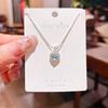 [Chapado de Plata Grueso] Collar de Amor de Zircón Azul Cielo para Mujer Diseño Nicho de Lujo Ligero Simple Elegante Cadena para Clavícula