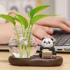 Decoração de Casa Estilo Chinês Panda Rabanete Verde Vaso Hidropônico Arranjo de Flores Vidraria Decoração de Mesa Vaso de Planta Presente