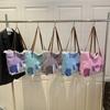 Letras Impressas Borradas 2025 Verão Novo Estilo Personalizado Grande Capacidade Franja Cor Contrastante Estilo Estrangeiro Bolsa de Ombro Tote Feminina