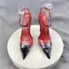 Tacones altos elegantes de punta de alto valor sandalias de tira única versátiles elegantes sandalias transparentes de verano elegantes de venta caliente sexy para mujer