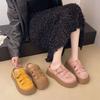 Chinelos Birkenstock para Uso Externo Feminino Verão 2025 Novos Solado Grosso Aumento de Altura Biqueira Meia-Calça Solado Macio Versátil Preguiçoso Sapatos de Praia