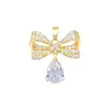 Colgante de Moño y Gota de Agua de Cobre y Oro Elegante Comercio Exterior Transfronterizo DIY Hecho a Mano Joyería Cobre Circonita Microincrustado Colgante Accesorio