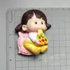 Novo Estilo Comendo Macarrão Pizza Linguiça Assada Irmã Três-dimensional Resina Magnético Adesivos de Geladeira Lembranças Turísticas