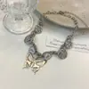 Temperamento colar de garota quente design de nicho corrente para clavícula flor amor costura moda colar simples pingente de borboleta