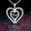 Nuevo Collar de Doble Corazón Mamá Corazón de Diamante con Forma de Corazón Grabado Regalo del Día de la Madre Venta Directa del Fabricante Europa Transfronteriza