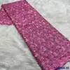 Tejido de Malla de Encaje Bicolor Hueco Bordado Brillante Estilo Indio con Bordado de Plantas, Tejido de Encaje de Poliéster