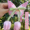 2026 Nuevo Pasador de Mariposa Bordado para Niñas, Moño, Cola de Caballo, Goma para el Cabello, Tela, Tulipán, Niña Princesa, Accesorio para el Cabello