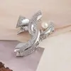 Pasador Elegante Retro para Cola de Caballo Semi-Recogida Tamaño Mediano Clip Sencillo Elegante de Aleación en la Parte Posterior de la Cabeza Adorno para la Cabeza Lleno de Diamantes para Mujeres