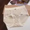 Estilo pastoral estampa floral 10A antibacteriano calcinha feminina algodão puro entrepernas estendido acabamento em renda francesa boxer de alta elasticidade