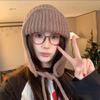 Gorro Pasamontañas Rosa para Mujer Otoño e Invierno 2024 Estilo Coreano Gorro Protector de Orejas, Cálido y Versátil, Gorro Pequeño de Lana que Muestra la Cara