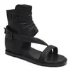 Sandalias Planas para Mujer, Stock Listo de Fábrica, Transfronterizas de Punta Abierta de Caña Alta Estudiante Cómodas Adelgazantes Zapatos de Comercio Exterior, Sandalias Romanas con Cremallera