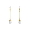 Nuevos Pendientes de Gancho de Perla Simple Elegante para Celebridades de Internet, Pendientes Largos Elegantes Versátiles, Pendientes de Estilo de Corte Retro, Pendientes para Mujer