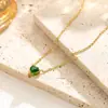 Cadena de Clavícula Elegante Versátil de Circonita Popular en Europa y América Moda Simple Colgante Ovalado de Circonita Collar de Acero Inoxidable para Mujeres