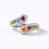 Anillo Abierto de Turmalina Natural Plata de Ley 925 Anillo Tesoro Color Fructosa Moda Simple Anillo de Nicho