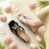 Sandalias de mujer con hebilla de anillo metálico, puntera cuadrada y tacón grueso, verano 2026, mules sin cordones calados, versátiles