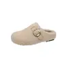 Mocasines de peluche para mujer sin cordones, nuevos zapatos de algodón para otoño e invierno, zapatos Birkenstock de lana de cordero, blanco roto