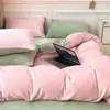 Conjunto de quatro peças de veludo de leite, capa de edredom de veludo coral espessado dupla face, conjunto de três peças de flanela para dormitório, veludo quente de inverno
