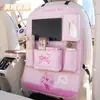 Bolsa de almacenamiento para coche personalizada por el fabricante, organizador de coche multifuncional de gato de dibujos animados, bolsa de almacenamiento creativa para el asiento trasero del coche