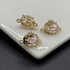 Pendientes con doble conector colgante de circonita de cristal DIY, accesorios de joyería, cadena de circonita ovalada con microincrustaciones que conserva el color de cobre