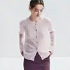 Kang Sai Ni Otoño/Invierno 2026 75% Cachemira 25% Seda de Morera Cardigan para Mujer de Manga Larga Tejido de Punto Trenzado Cuello Redondo Abotonado