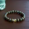 Pulseira de Sândalo Verde Jade Hetian Cabaça Masculina e Feminina Novo Verão 2025 Presente Pulseira de Contas de Madeira Buda
